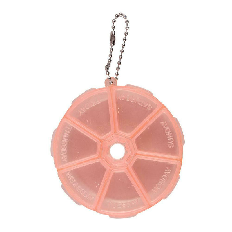 Portable 7 Day Weekly Round Drug Pill Box Medicine Splitters (Watermelon)