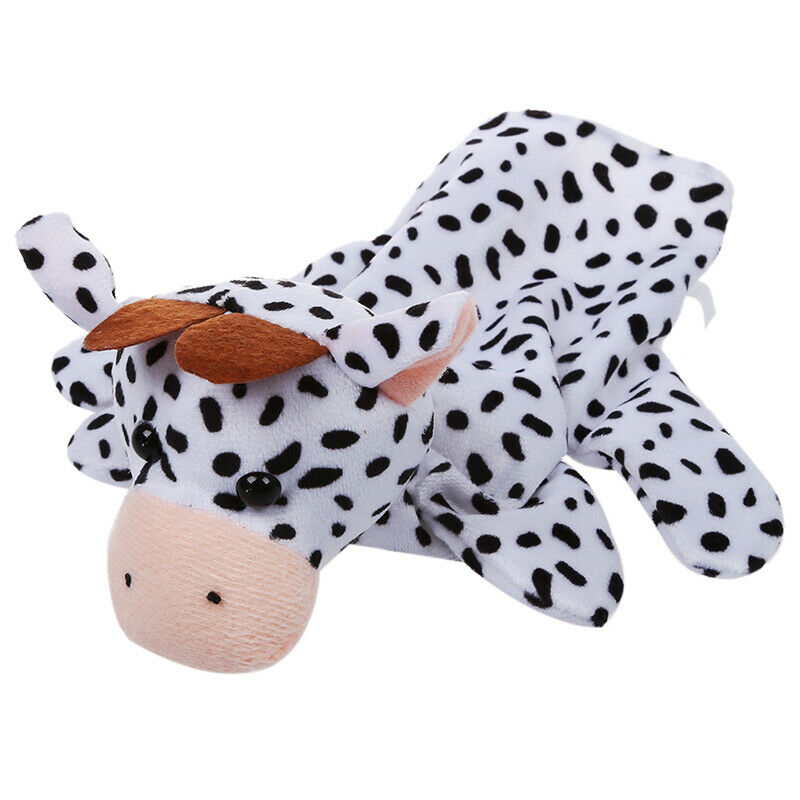Black and White Dairy Cow Hand Puppet Finger Puppets H4J7