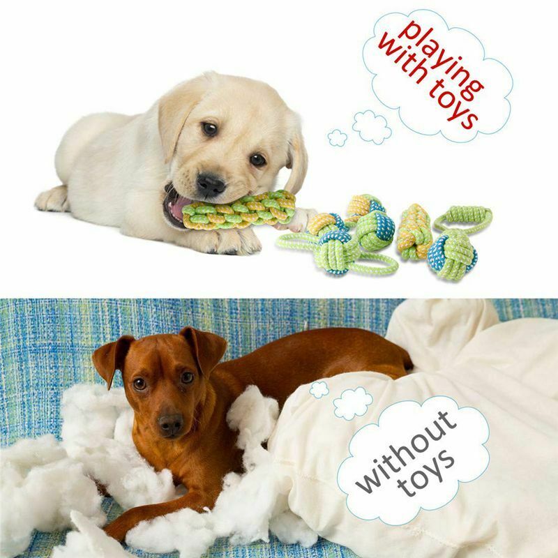 1X(Small Dog Puppy Rope Chew Toys Teething Clean,Natural Cotton Rope Ball I