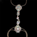 Women Sexy Necklace Blue Flower Beads Fashion Metal Body Chain Jewelry QHX