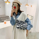 Animal Pattern Shoulder Underarm Bag Women Plush Top-handle Handbag (7)