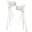 2pcs Women Chinese Style Hair Pin Clip Beads Tassel Retro Hair Accessories