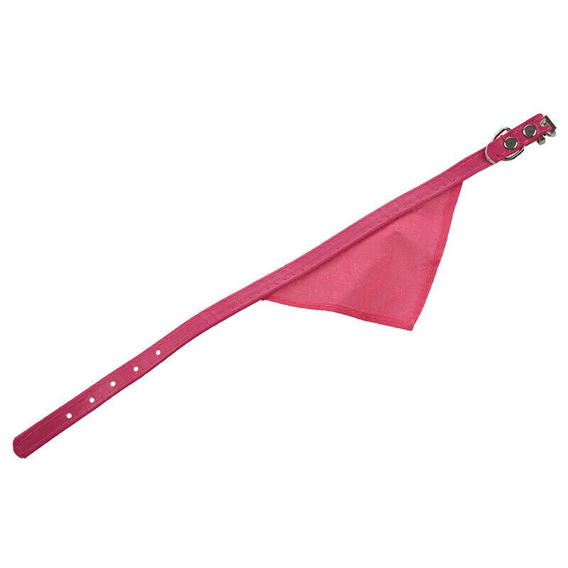 Pink leather collar Bandana adjustable scarf for dog cat pet S