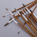 12PC Artists Paint Brushes Nylon Hair Wooden Handles Pointed Tip Brush Pen Brown