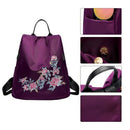Ethnic Style Embroidered Nylon Backpack Waterproof Anti-Theft Travel Fashio
