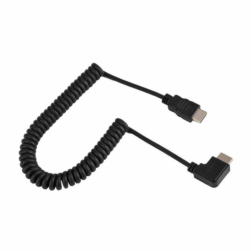 Left Angled 90 Degree HDMI to HDMI Male to Male Cable Spring 1080P Wire