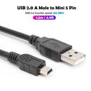 1.5m/4.9ft USB 2.0 A Male to Mini 5 Pin B Male Data Charging Cable Adapter