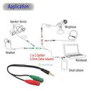3.5mm Stereo Audio Male to 2 Female Headphone/Mic Y Splitter Cable SN9F