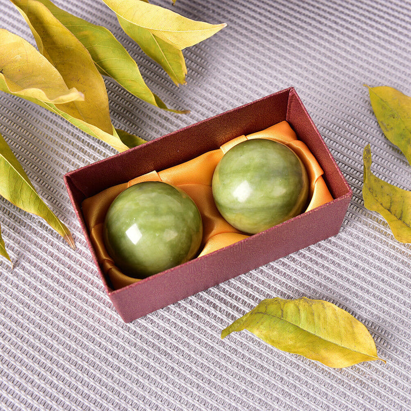 2Pcs Stress Hand Wrist Natural Jade Ball Health Hand Massage Ball Bal BX