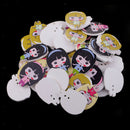 50Pcs Lovely Cartoon Girs Wooden Buttons for Kids Children Cardmaking