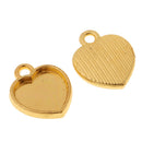 50x Heart Shape Bezel Cameo Charms Blank Base Pendant Settings Cameo Tray