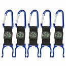 5 Black Carabiner Water Holder Bottle Clip Strap W/ Compass Camp Hiking Out Y9Z9