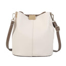 Simple Pure Women Leather Shoulder Bags Casual Messenger Bucket (White)