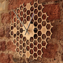 Creative Bamboo Wall Clock Simple Modern Design Honeycomb Natural Wooden Wa