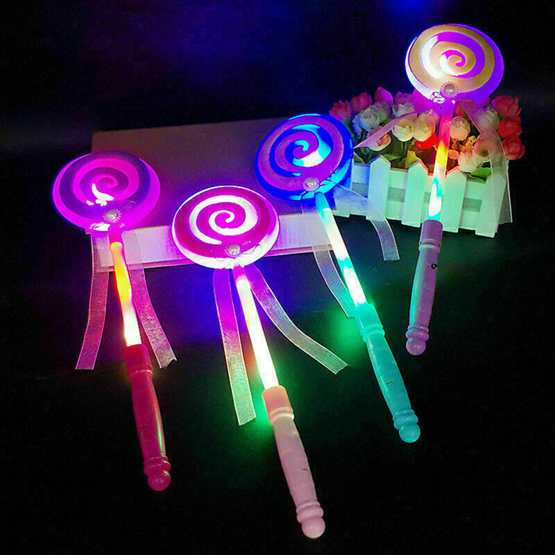 Portable LED Light Magic stick Wand Lollipop Fairy BIN Wand Kid Girl B8L5 K I4P3