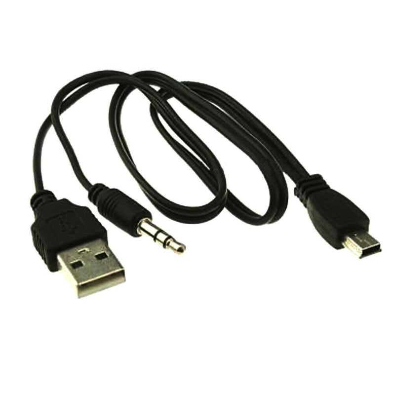 USB2.0 Charging Cord to Mini USB Male 3.5mm Jack Plug Audio Bluetooth Cable MO