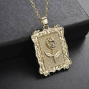 Square Rose Flower Charm Pendant Jewelry Chain Chunky Statement Choker Neckla â„–[