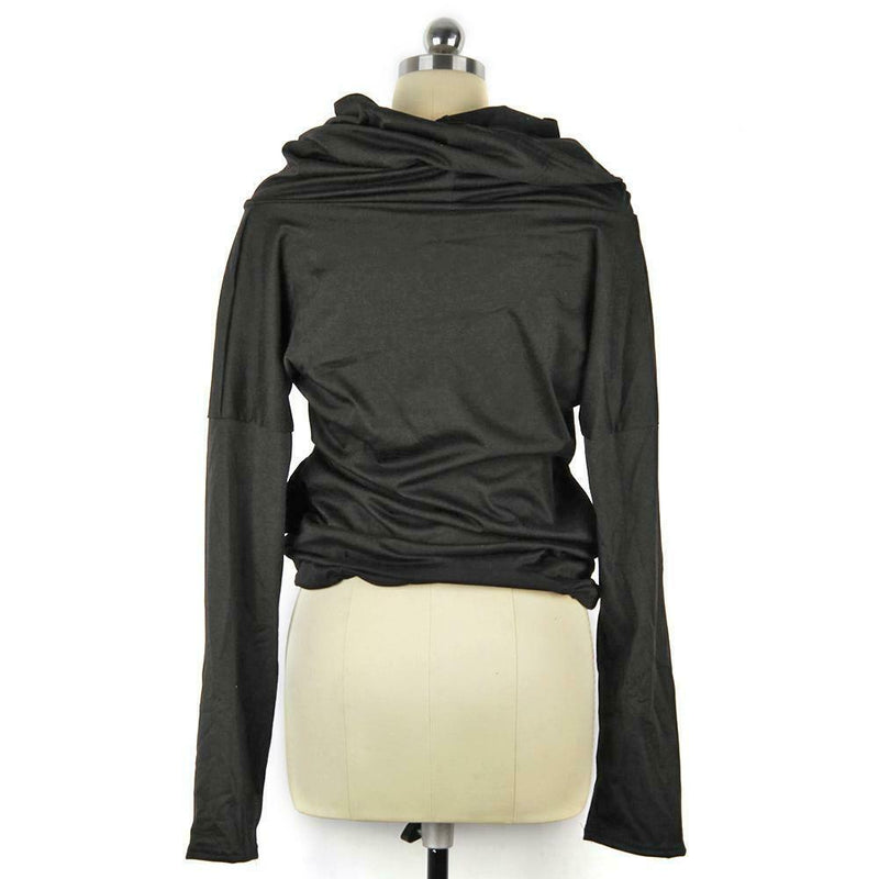 Autumn Pile Collar Letter Print Pullover Women Long Sleeve Tops (Black M)