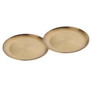 2 Pieces Stainless Steel Salad Fruit Dinner Plate Round Golden Dish 20cm
