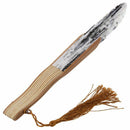 Chinese Gray Peony Blossom Fabric Bamboo Folding Dancing Hand Fan White