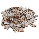 100pcs Wood Flowers and leaves Embellishment Wooden Shape Craft Wedding DecME