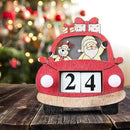 Wooden Christmas Calendar Pendant Santa Claus Driving Desktop Ornament Gift