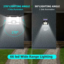 66LED Solar Motion Sensor Wall Light 3 Modes Waterproof Yard Security Lamp UK