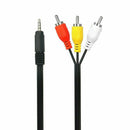 3.5MM Jack to 3RCA Male Plug Adapter Audio Wire Cord Converter Video AV Cable CP