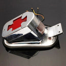 Motorcycle Rear Brake Taillight Red Chrome 12V Universal Cross Pattern