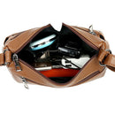 Women PU Shoulder Bag Multi-pocket Mother Solid Crossbody Handbag (Brown)