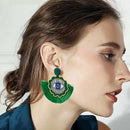 Bohemian Dangle Earrings Beaded - Colorful Handmade Eye Oversized Drop Earr