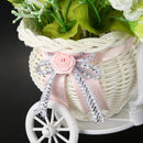Nostalgic Bicycle Artificial Flower Decor Plant Stand (White+green)
