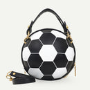 Round Shoulder Bag Women Totes Chain Messenger Handbag (Football Black)