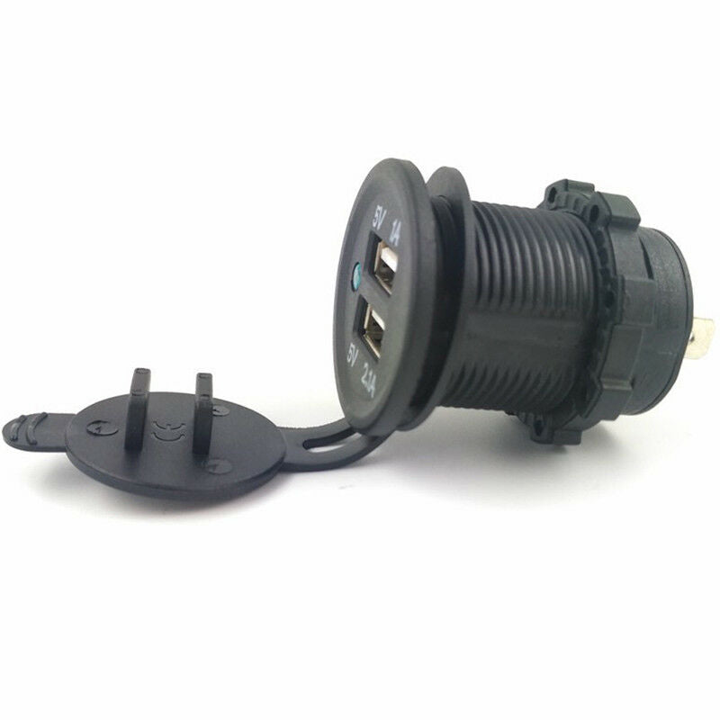 DC 12V/24V Dual USB Power Motorcycle Car Cigarette Lighter Charger Socket PluJ!E