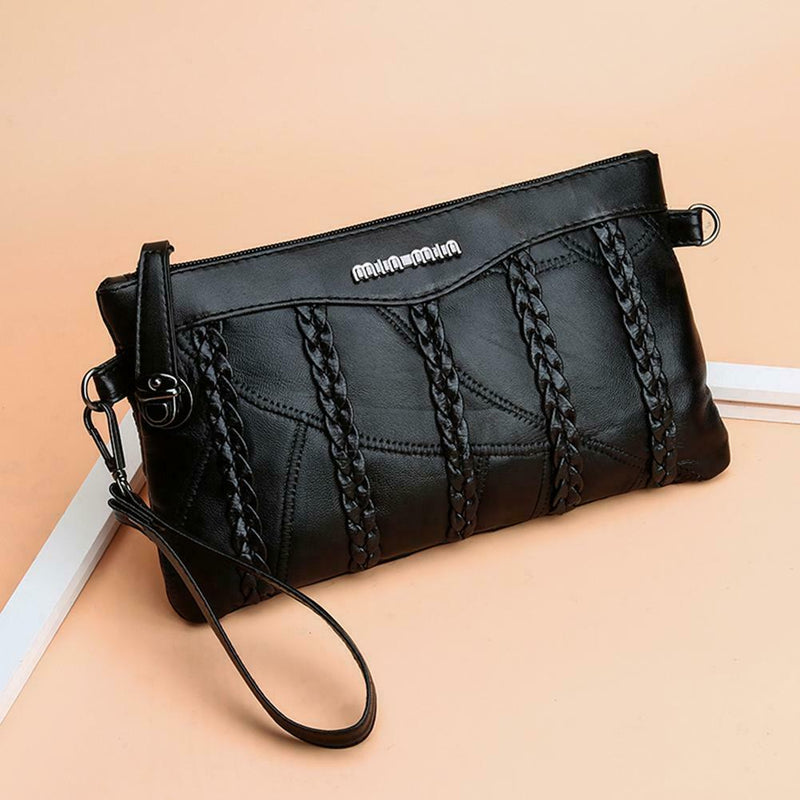 Fashion Leather Women Shoulder Crossbody Handbag Solid Color Envelope Bag
