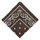 Unisex Cotton Double Sided Print Cowboy Bandana Head Wrap Neck Scarf Coffee