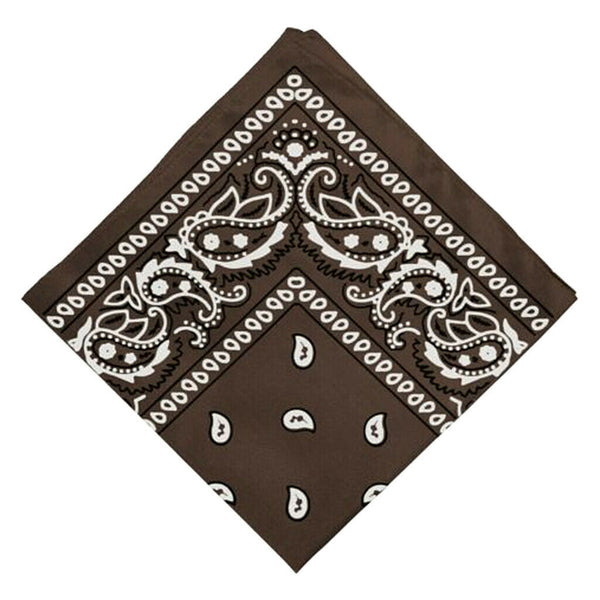 Unisex Cotton Double Sided Print Cowboy Bandana Head Wrap Neck Scarf Coffee