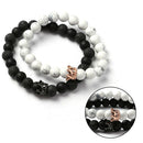 Women Men Couples Bangles Volcanic Stone Party Stone Beads Trendy Alloy