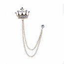 Charming Chain Brooch Crown Crystal Women Mens Tassel Brooch Pin Corsage