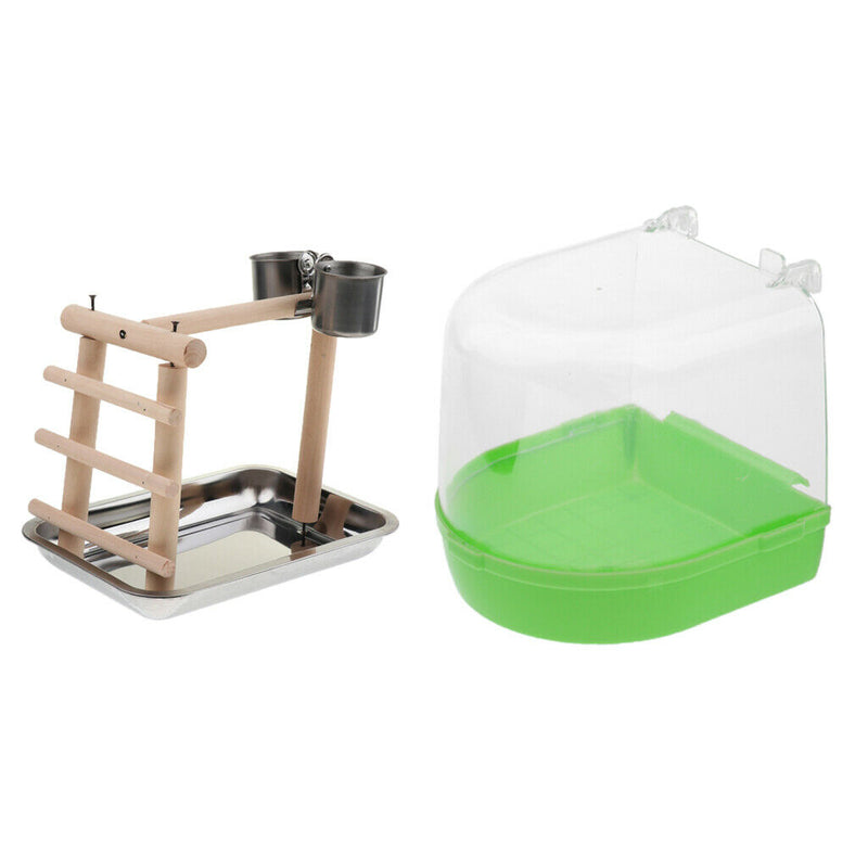 1xParakeet Conure Cockatiel Small Birds Perch And Bird Bath Box For Birds