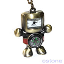 Cartoon Steampunk Robot Compass Dial Quartz Pocket Watch Pendant Necklace Chain