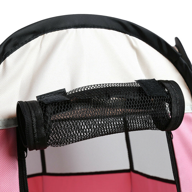 Portable Folding Pet Tent Oxford Dog House Cat Cage Zipper Kennel (Pink)