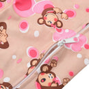 Baby Toddler Waterproof Zipper Reusable Cloth Diaper Bag Monkey Pattern