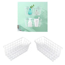 Set Of 2 Metal Bathroom Storage Baskets With Shelf, For Kitchen, White