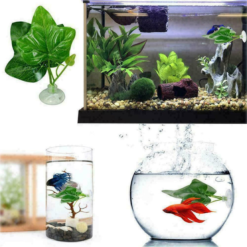 Artificial Green Plant Leaf Betta Hammock Fish Rest Bed Aquariums Decoratio L5J2