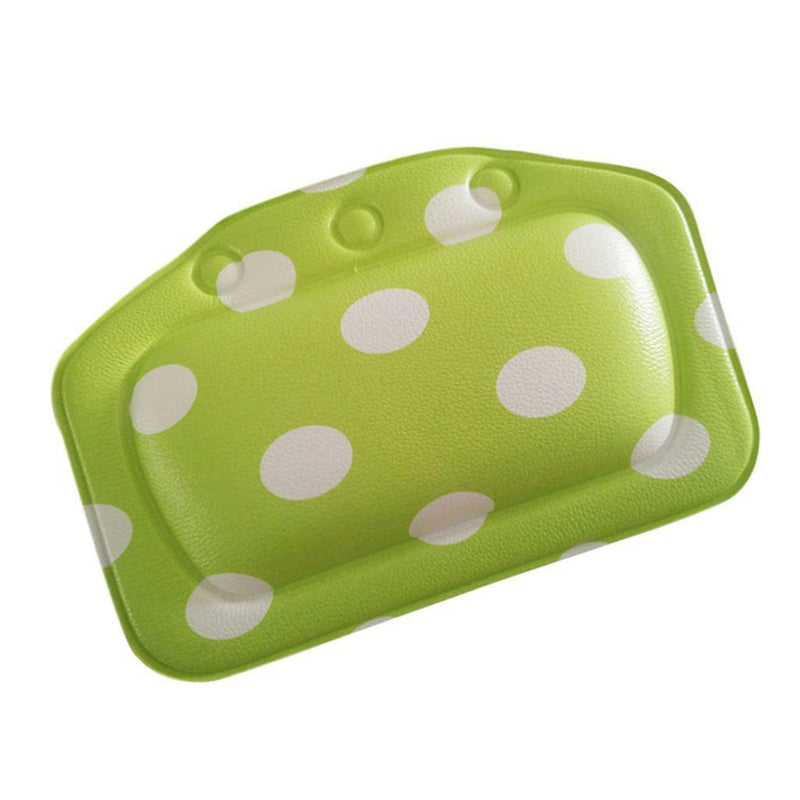 Bath Pillow Cushion Neckrest Back Support Comfort Bathtub Green Dots 2pcs