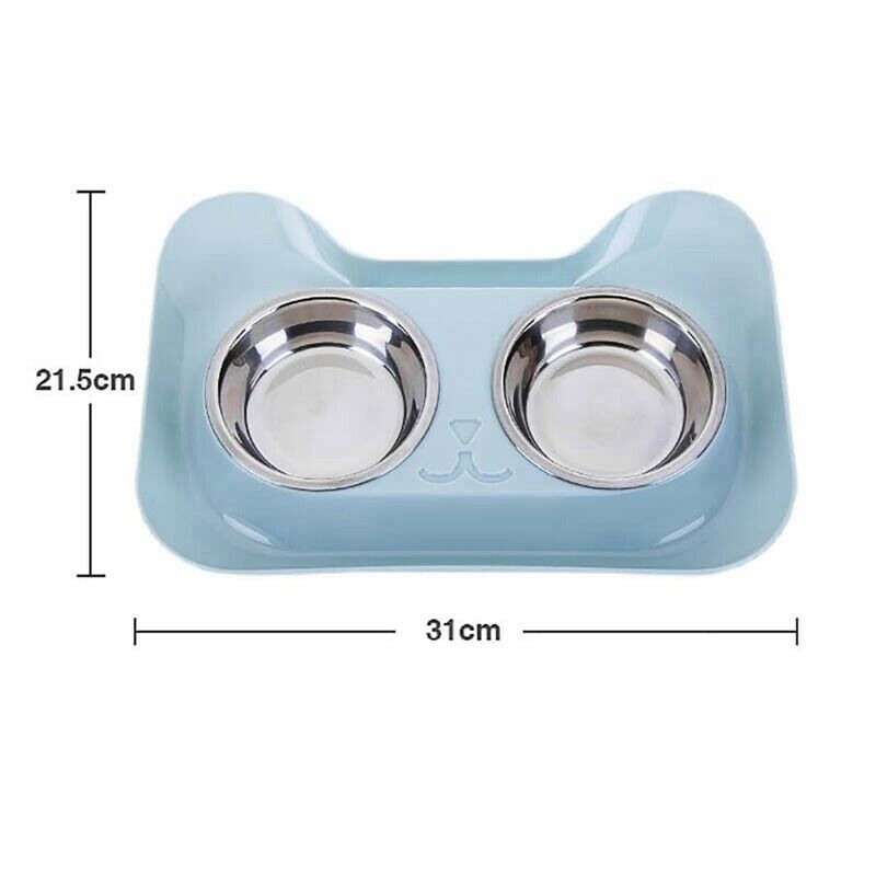 Double Dog Bowl Universal Pet Feeder Teddy Food Bowl Stainless Steel Cat Do