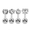 4 x Stainless Steel Ball Top Lip Studs Tragus Ear Rings  Bars Labret