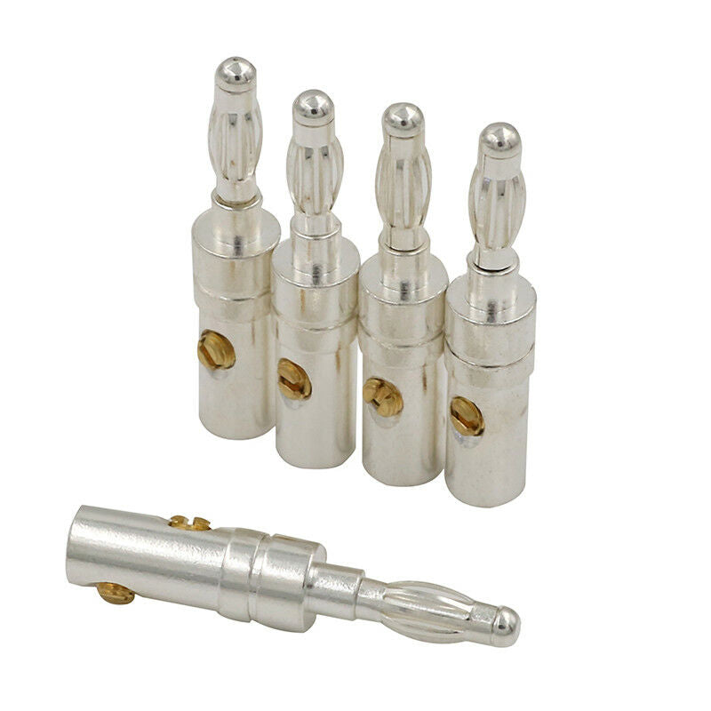 5xrhodium plated copper banana plug speaker cable wire connector hiFi N â„–[