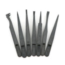 7 x Tweezers Set Antistatic Hard Plastic Repair Tool Black JR